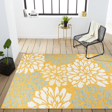 Zinnia Modern Floral Textured Weave Indoor/outdoor Area Rug